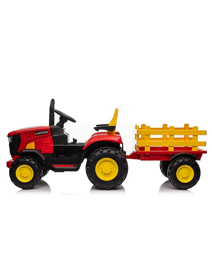 Simplie Fun 2-in-1 Kids Tractor with Detachable Trailer and Music Board