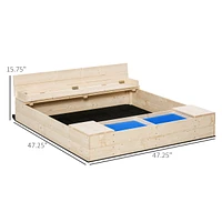 Streamdale Furniture Wooden Sandbox with Backrest, Storage Boxes, and Waterproof Cover