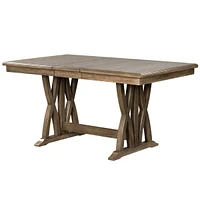 Mid-Century Solid Wood 7-Piece Dining Table Set Extendable Kitchen Table Set