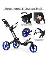 Slickblue Folding Golf Push Cart with Scoreboard Adjustable Handle Swivel Wheel