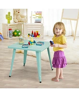 Slickblue 27'' Kids Square Steel Table Play Learn Activity Table-Blue