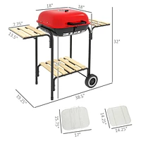 Outsunny 24" Portable Charcoal Grill with Wheels and Storage for Outdoor Gatherings