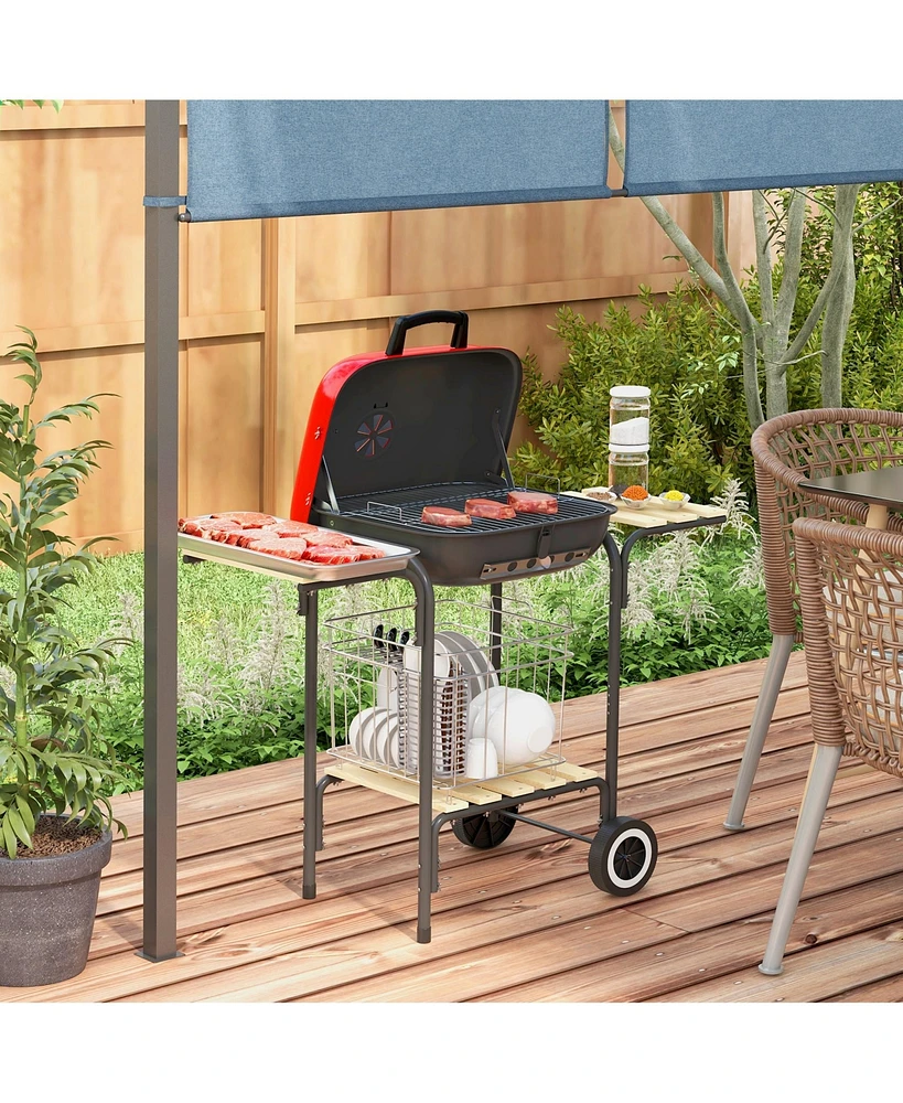 Streamdale Furniture Outsunny 24" Portable Charcoal Grill with Wheels and Storage for Outdoor Gatherings