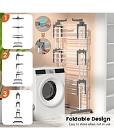 4-tier Clothes Drying Rack with Rotatable Side Wings and Collapsible Shelves