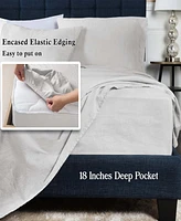 Superior Cotton Linen Blend Deep Pocket 4-Piece Bed Sheet Set