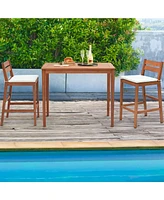 Slickblue 48 Inch x 24 Inch Rectangular Outdoor Eucalyptus Wood Bar Table for 4 People