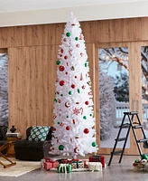 Glitzhome 9ft Pencil Tinsel Artificial Christmas Tree