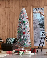 Glitzhome 7.5ft Silver Pencil Tinsel Artificial Christmas Tree