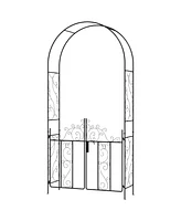 Outsunny 7.5 Metal Garden Arch w/ Double Gate, Garden Arbor Trellis, Black