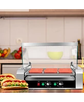 Sugift Stainless Steel Commercial 11 Roller Grill and 30 Hot Dog Cooker Machine