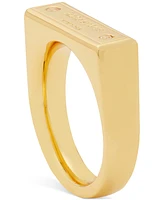 Kate Spade New York Gold-Tone Pave Logo Bar Ring