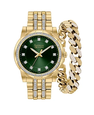 American Exchange Men's Crystal Bracelet Watch 46mm Gift Set