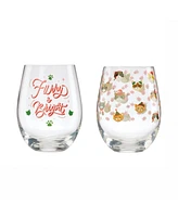 Cambridge 18 Oz Furry Bright Stemless Wine Glasses, Set of 2