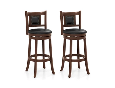 Slickblue Upholstered Bar Stools Set of 2 with Curved Backrest and Footrest