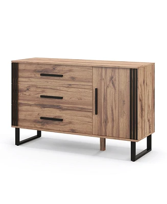 Slickblue Sideboard Buffet Cabinet Credenza Storage Cabinet with 3 Drawers-Rustic Brown