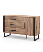 Slickblue Sideboard Buffet Cabinet Credenza Storage Cabinet with 3 Drawers-Rustic Brown