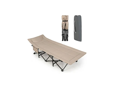 Slickblue Folding Camping Cot with Carry Bag Cushion and Headrest