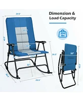 Slickblue Foldable Rocking Padded Portable Camping Chair with Backrest and Armrest