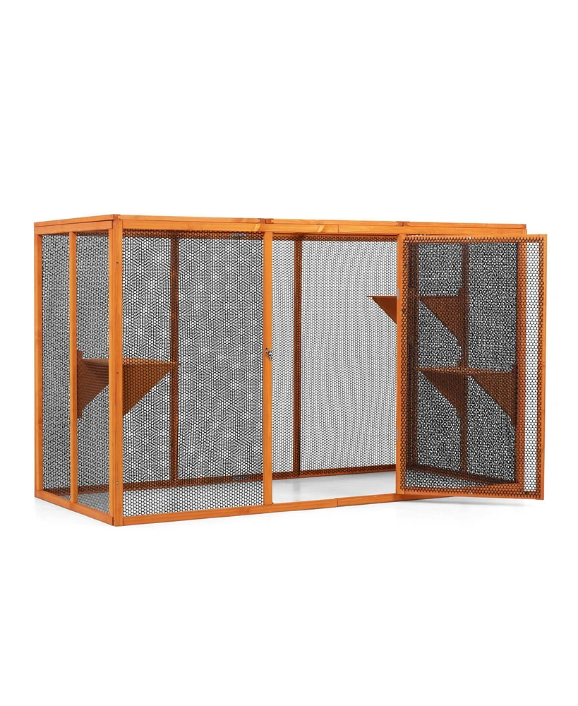 Simplie Fun Detachable Cat Enclosure with Waterproof Roof and 3 Jumping Platforms, Orange