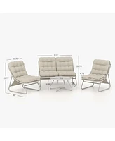 Mondawe Patio Conversation Set Sofa Chairs Table Set, With Removable Padded Olefin Cushions Metal Frame For Outdoor - Light Gery (Set of 4)