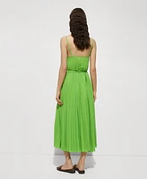 Mango Women's Bow Detail Pleated Dress