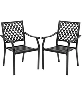 Slickblue Set of 2 Patio Dining Chairs with Curved Armrests and Reinforced Steel Frame