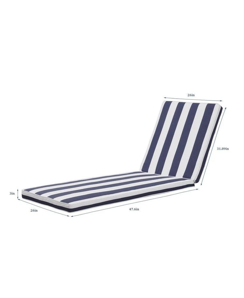 Simplie Fun 2PCS Outdoor Lounge Chair Cushion Replacement Patio Funiture Seat Cushion Chaise Lounge Cushion-blue/white stripe