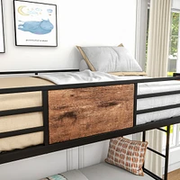 Bunk Bed Twin Over Twin Size Metal Bunk Bed With Ladder And Full-Length Guardrail, Metal Bunk