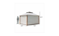 Mondawe 10x13 Ft Outdoor Soft-Top Gazebos Iron Frame With Mosquito Netting and Curtains