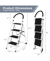 Slickblue 4-Step Folding Ladder with Anti-Slip Pedal Platform 330Lbs Capacity