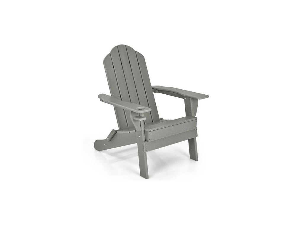 Slickblue Foldable Weather Resistant Patio Chair with Built-in Cup Holder