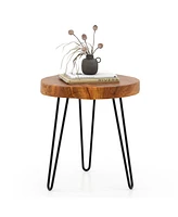 Slickblue Round Reclaimed Recycled Indonesia Teak Wood End Table