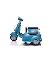 Streamdale Furniture 6V Licensed Vespa Scooter Motorcycle with Side Car for kids