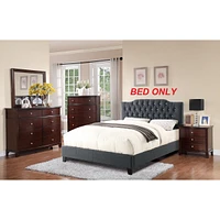 Streamdale Furniture Modern Gorgeous Polyfiber Tufted Queen Size Bed 1 Piece Bed Frame Upholstered Headboard