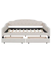 Simplie Fun Full Size Upholstered Tufted Daybed With Two Drawers