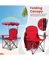 Slickblue Portable Folding Beach Canopy Chair with Cup Holders