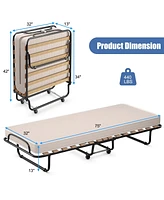 Slickblue Portable Folding Bed with Memory Foam Mattress and Sturdy Metal Frame Made Italy