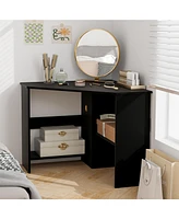 Slickblue Corner Computer Desk Triangle Writing Workstation with Storage Shelf