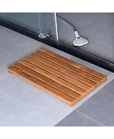 Simplie Fun Solid Teak Bathroom Shower Mat Bathroom Anti-Slip Mat