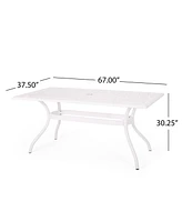 Elegant Lattice Design Cast Aluminum Outdoor Dining Table