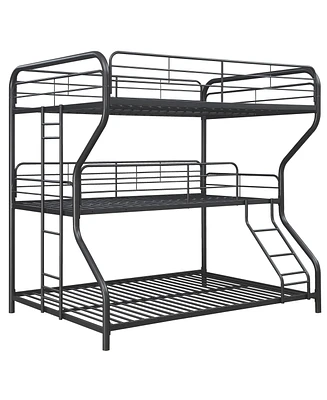 Simplie Fun Furniture Triple Bunk Bed, Full/Twin/Full, Black