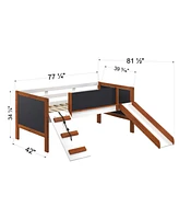 Streamdale Furniture Aurea Twin Loft Bed with Slide, Cherry Oak