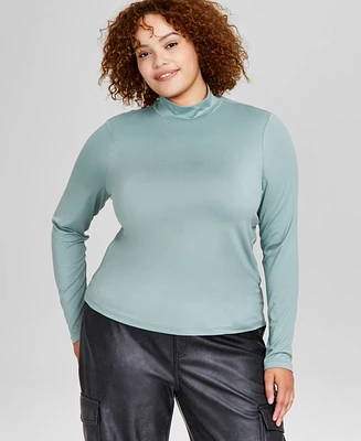 And Now This Trendy Plus Size Mock-Neck Long-Sleeve Top