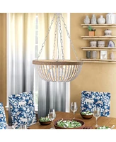 Streamdale Furniture Bohemian style Wood Beaded Chandelier Oak White