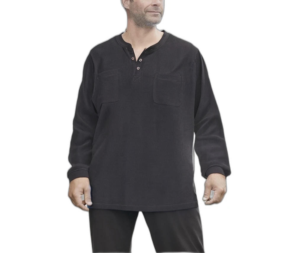 Boulder Creek by KingSize Men's Big & Tall Thermal Pocket Longer-Length Henley