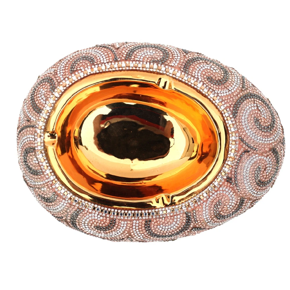Simplie Fun Chrome Plated Crystal Embellished Ceramic Ashtray