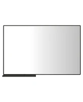 Streamdale Furniture Black Aluminum Frame Bathroom Mirror with Storage Shelf