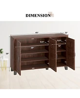 Slickblue 3-Door Buffet Sideboard with Adjustable Shelves and Anti-Tipping Kits