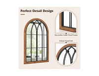 Slickblue Arched Window Finished Mirror with Back Board-Natural