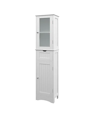 Slickblue Tall Floor Storage Cabinet with 2 Doors and 1 Drawer for Bathroom